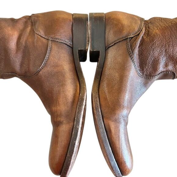 Frye Melissa Button Back  Zipper Brown Leather Riding Boots, size 6 - Picture 9 of 14